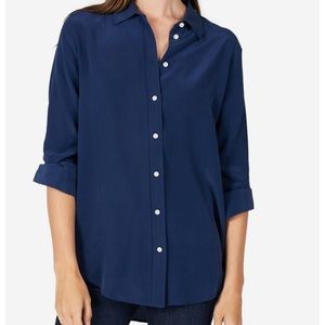 Everlane relaxed silk shirt in royal blue, size 2